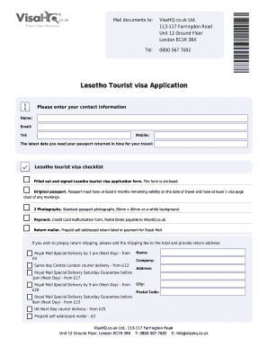 Lesotho Tourist Visa Application