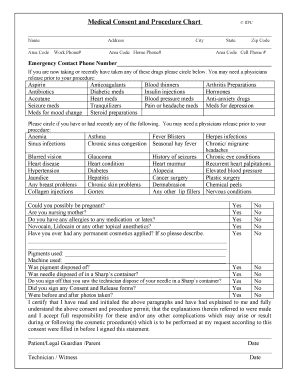 Medical Consent Procedure Form - Permanant Makeup by Glenna