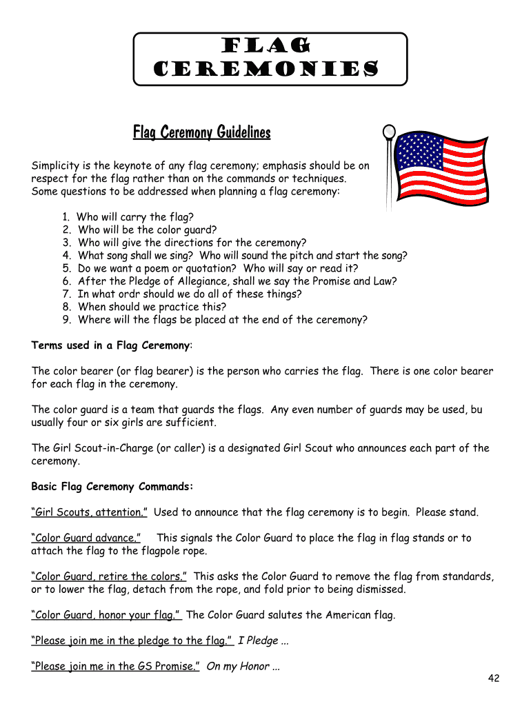 Fillable Online Flag Ceremony Guidelines Fax Email Print - pdfFiller