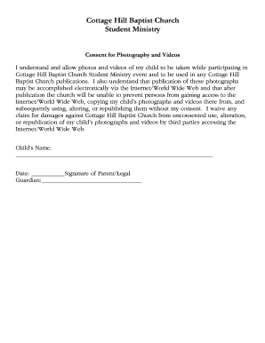 Fillable Online Cottagehill Consent For Photos Videos Cottage
