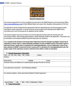 Research Proposal Form - West Midland Safari Park - wmsp co