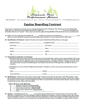 Fillable Online Equine Boarding Contract - Stephanie Plote Performance ...