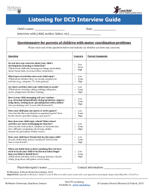 Is there a purchase order template in word - Listening for DCD Interview Guide - bCanChildb - elearning canchild