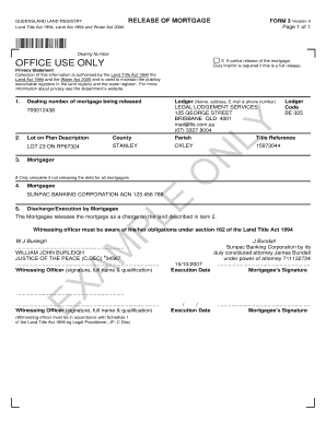 form 3 release of mortgage