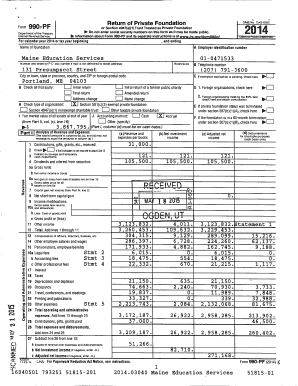 Appreciation letter sample - Return of Private Foundation 990PF Form OMB No 15450052 Department of the Treasury Internal Revenue Service For calendar year 2014 or tax year beginning , and ending Name of foundation Maine 2014 or Section 4947(aXl) Trust Treated as