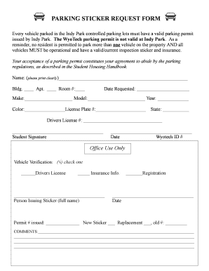 PARKING STICKER REQUEST FORM - Wyotech Living