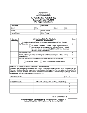 2015 Pre-Registration Flute Fair Form - NJ Flute Society - njflutesociety