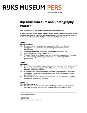 Rijksmuseum Film and Photography Protocol - rijksmuseum