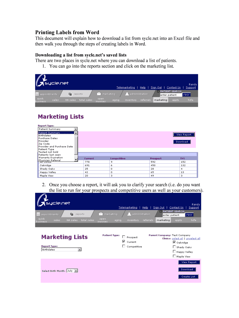 Fillable Online Printing Labels from Word Fax Email Print pdfFiller