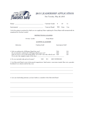 2015 LEADERSHIP APPLICATION - Mcneil Band Boosters - mcneilband