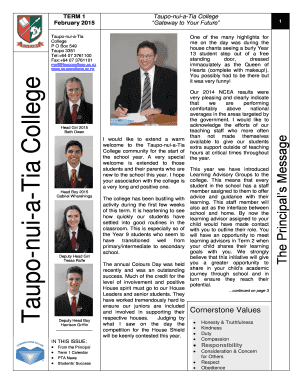 Rgccisd calendar - Newsletter February 2015 - Taupo-nui-a-Tia College - taupocollege ac