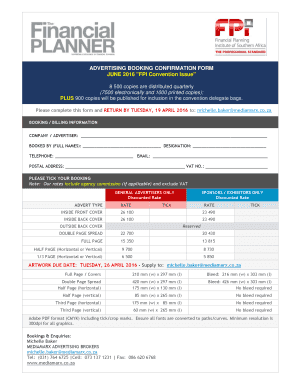 ADVERTISING BOOKING CONFIRMATION FORM JUNE 2016 FPI - mediamarx co