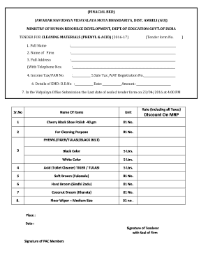 TENDER FOR CLEANING MATERIALS PHENYL amp ACID - jnvamreli