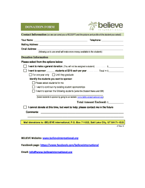 Donation Form (PDF) - Believe International - believeinternational