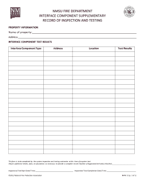 Pdf printable softball score sheet 15 players - BNMSUb bFIREb DEPARTMENT INTERFACE COMPONENT SUPPLEMENTARY - fire nmsu