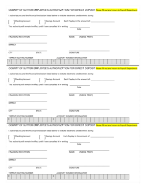 County of Sutter Employee’s Authorization for Direct Deposit