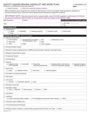 Safety Hazard Review Checklist and Work Plan