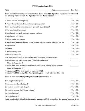 PTSD Symptom Scale (PSS) Form