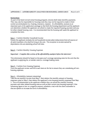 Affordability Analysis for Housing Assistance