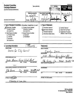 California Campaign Statement Form 460