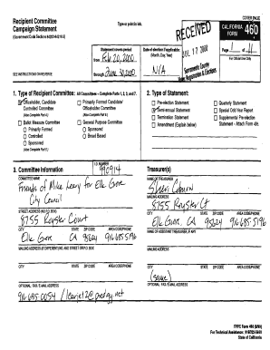 California Campaign Statement Form 460