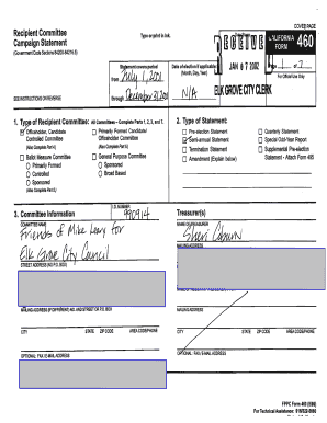 California Campaign Statement Form 460