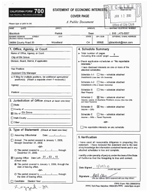 California Form 700 Statement of Economic Interests