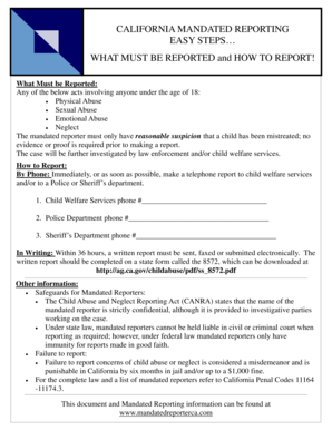 Mandated reporting instructions - MJC FCS