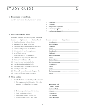 Study Guide 5: Integumentary System