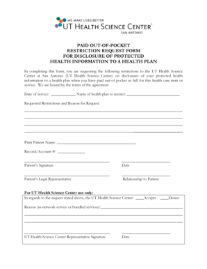 Paid Out-of-Pocket Restriction Request Form