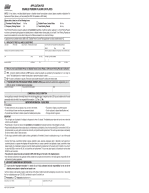 California Disabled Person Placard or Plates Application