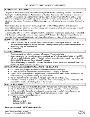 DHS Approved CBRF Training Class Roster