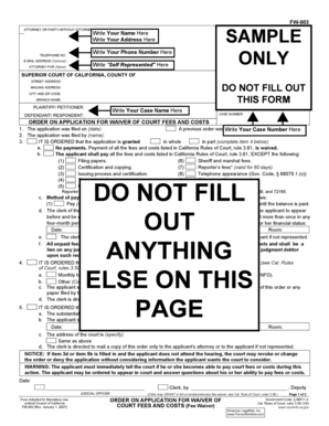 California Court Fee Waiver Order