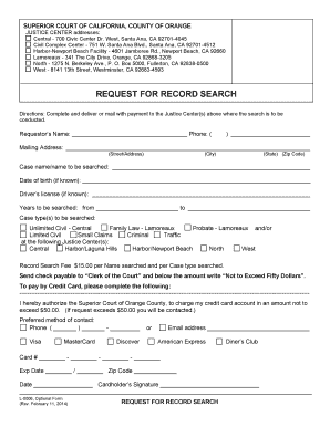 California Record Search Request