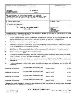 California Statement of Compliance