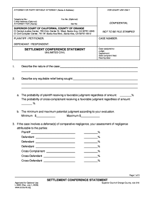 Settlement Conference Statement