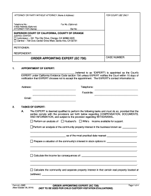 California Order Appointing Expert (EC 730)
