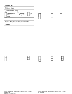 California Court Exhibit Form
