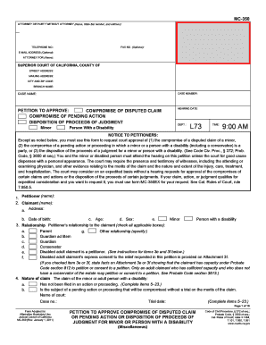 Petition to Approve Compromise of Disputed Claim