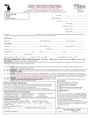 Michigan School Nurses Membership Application