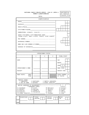 National Family Health Survey 1998-99 Woman's Questionnaire