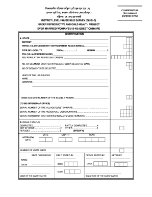 District Level Household Survey Questionnaire