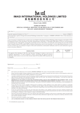 Proxy Form for Special General Meeting