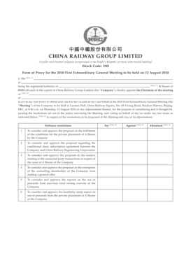 China Railway Group Proxy Form
