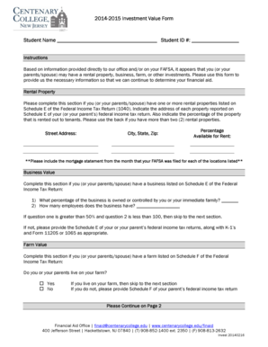 2014-2015 Investment Value Form