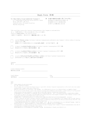 Corporate Communications Reply Form