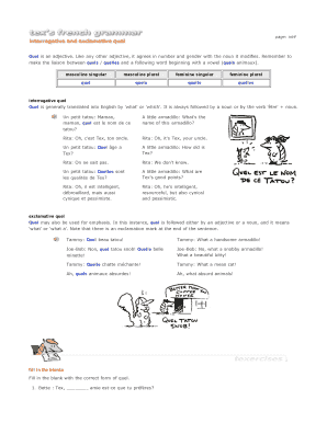 French Grammar Exercise: Quel Adjective