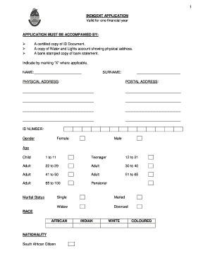 Indigent Application Form