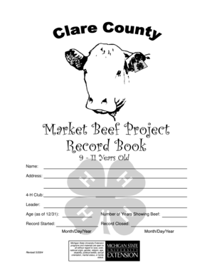 4-H Beef Project Record Form