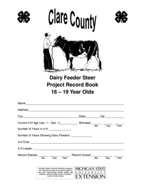 Dairy Feeder Steer Project Record Book
